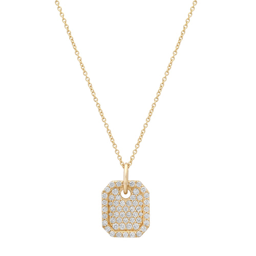 Petite Pave Diamond Plaque Necklace