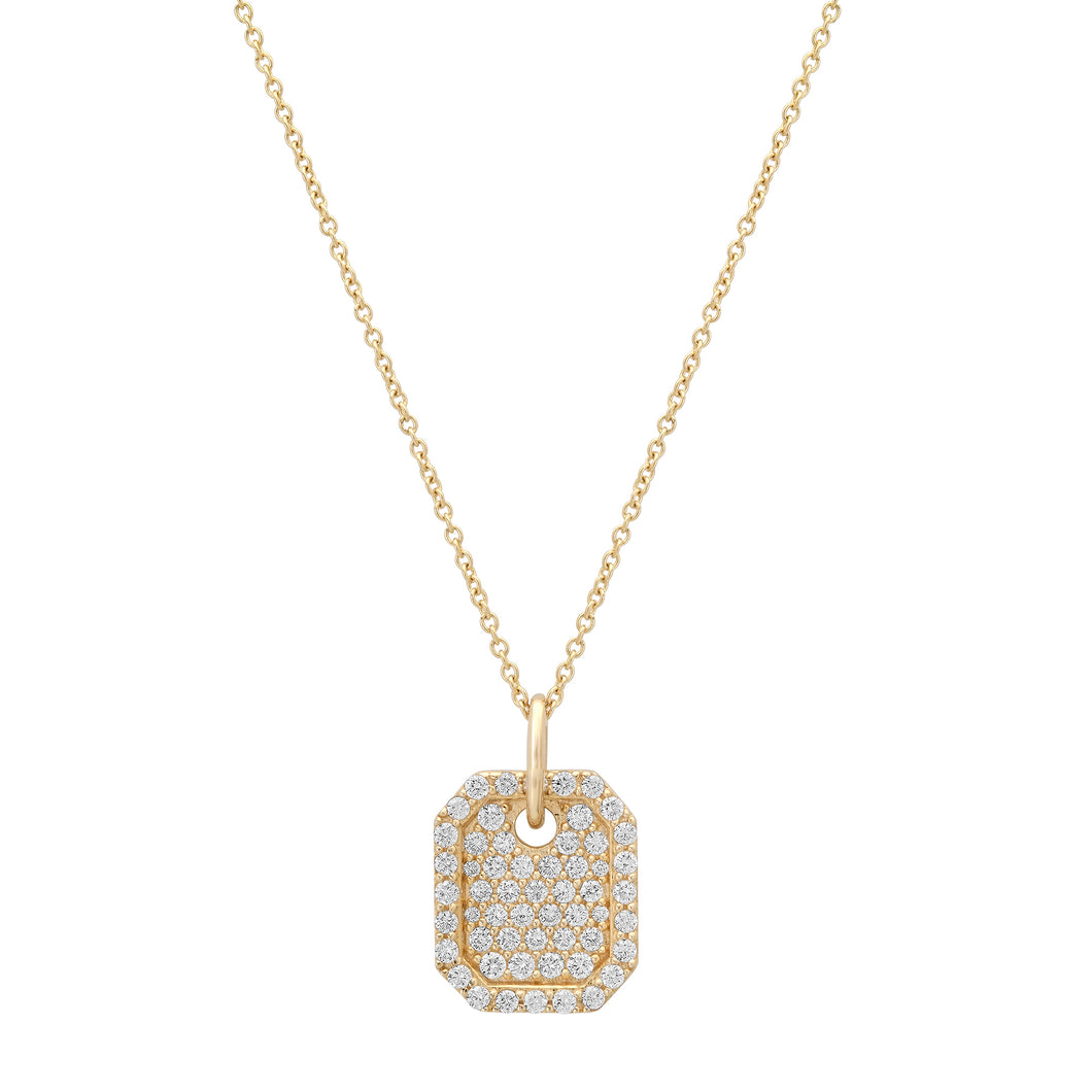 Petite Pave Diamond Plaque Necklace