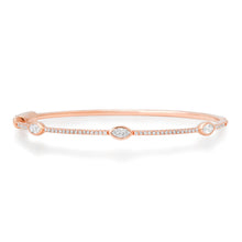 Pave Diamond Bangle with Emerald or Marquise Cut Bezel Diamonds