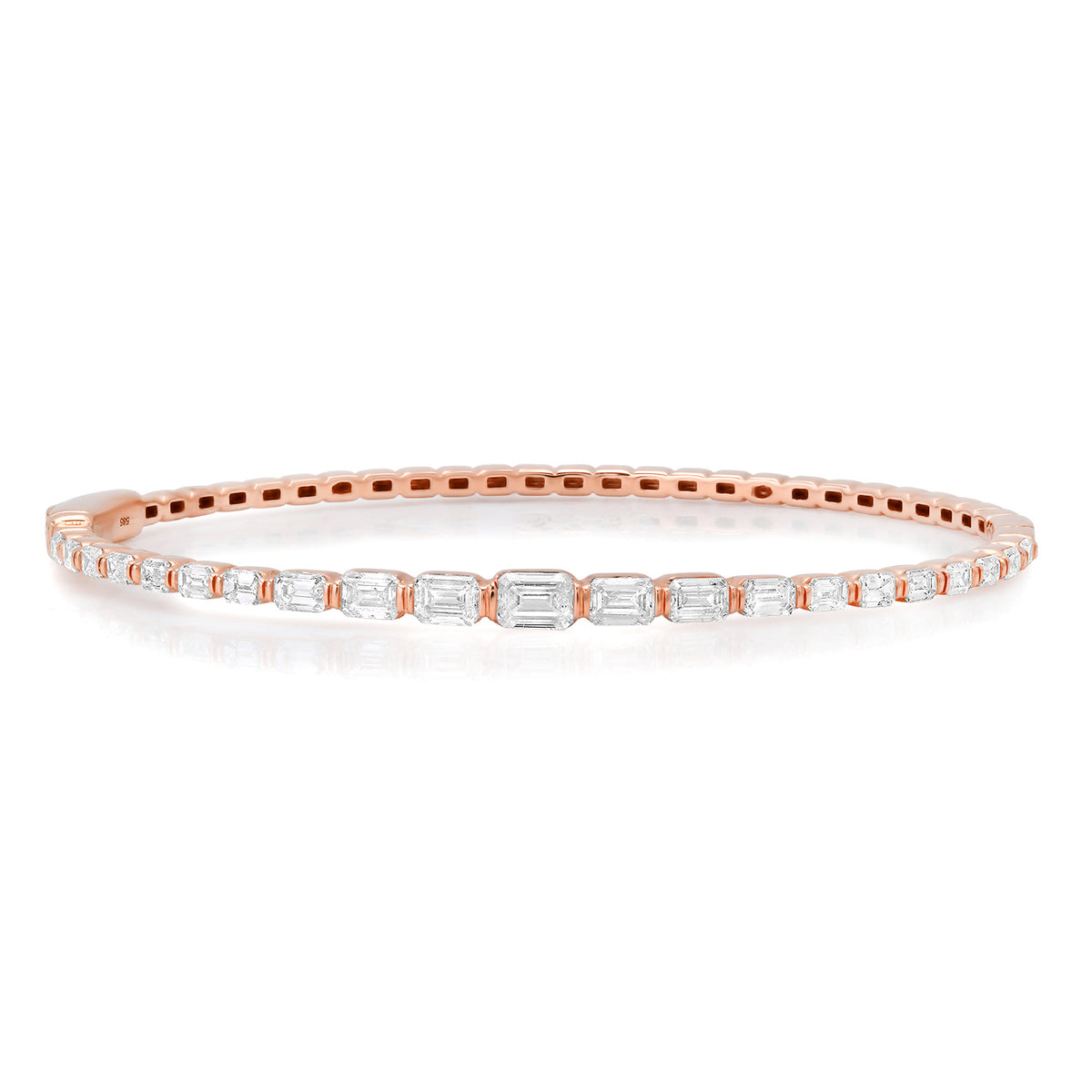 Graduated Emerald Cut Diamond Bangle Bracelet