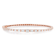 Graduated Emerald Cut Diamond Bangle Bracelet