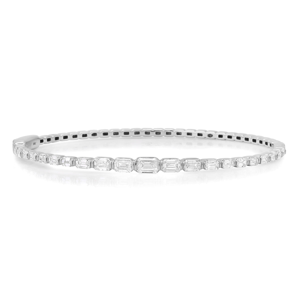 Graduated Emerald Cut Diamond Bangle Bracelet