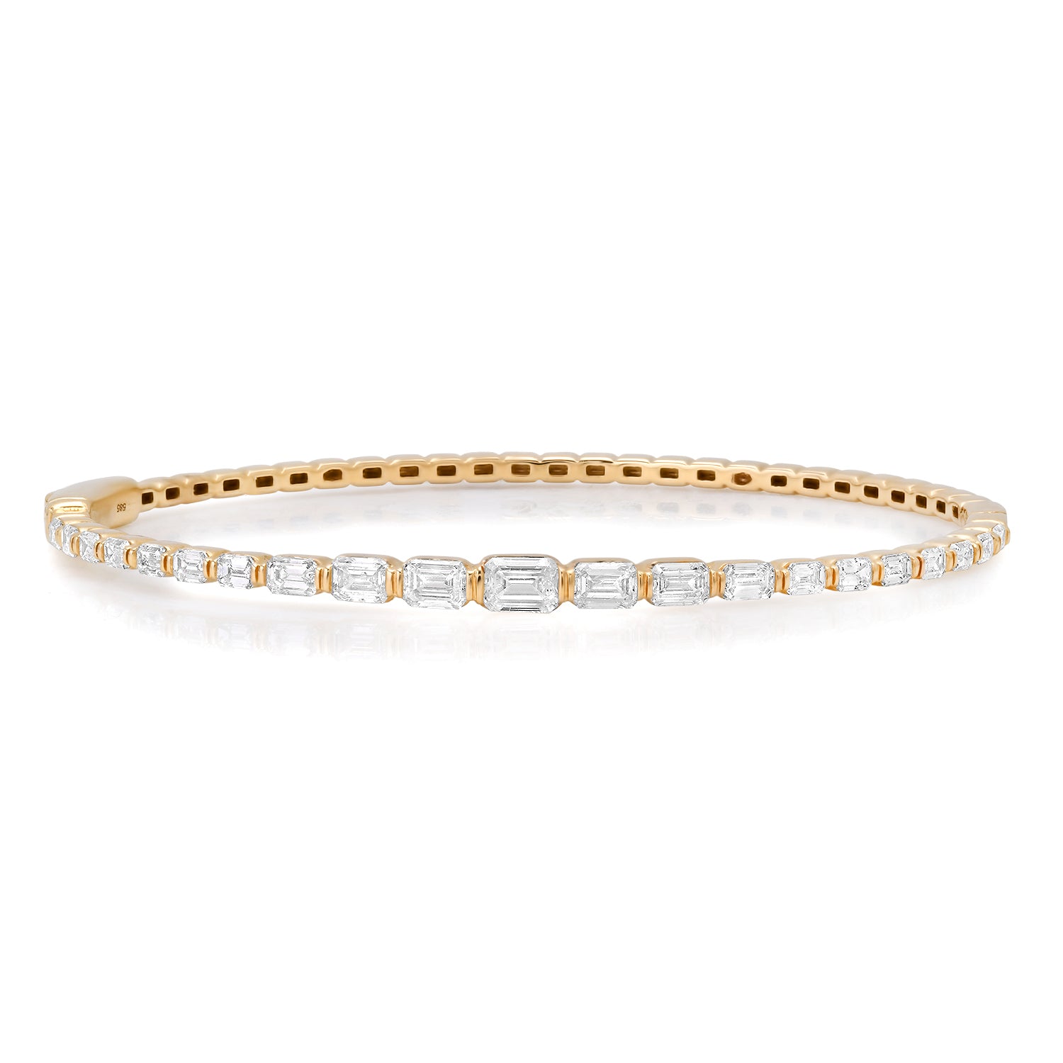 Graduated Emerald Cut Diamond Bangle Bracelet