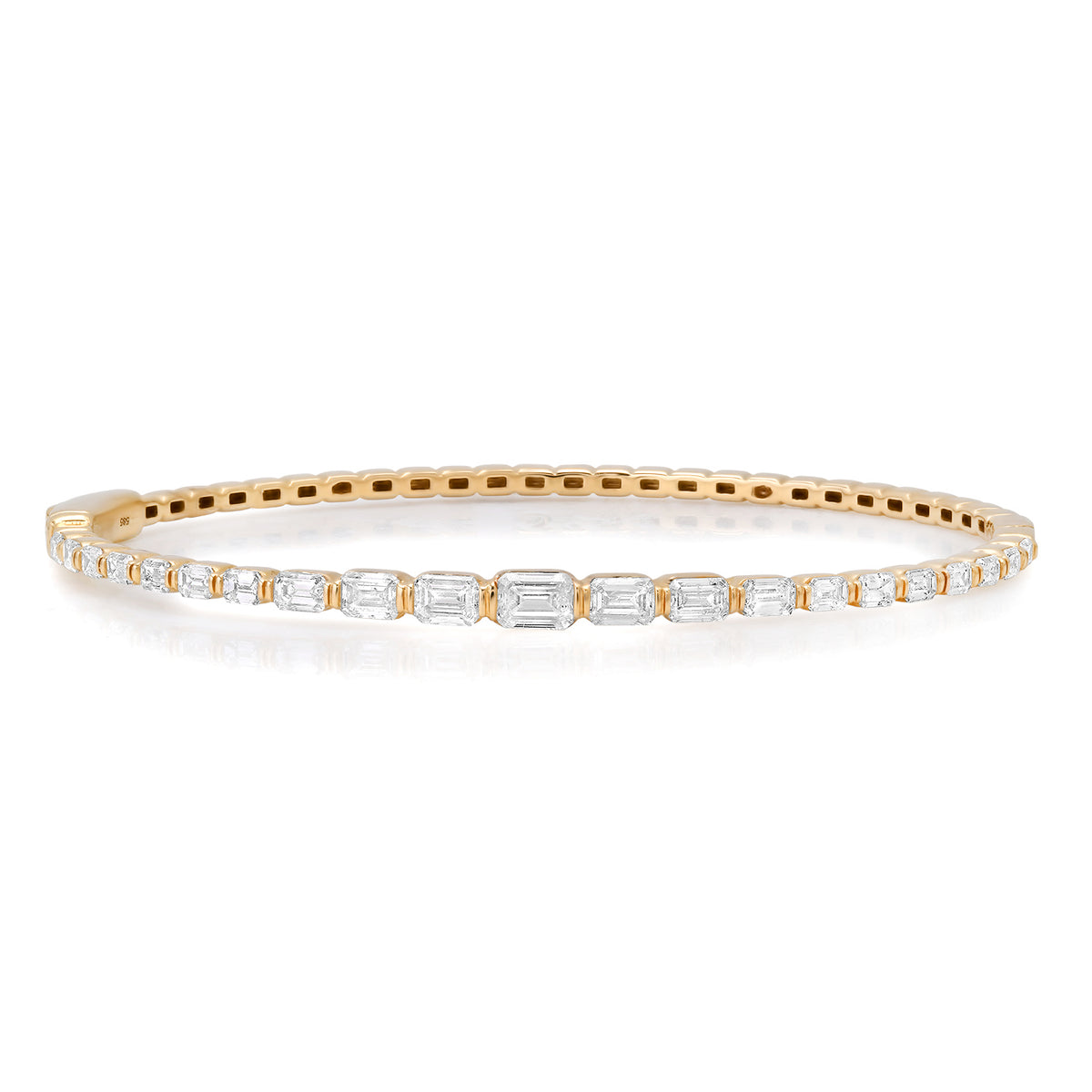 Graduated Emerald Cut Diamond Bangle Bracelet