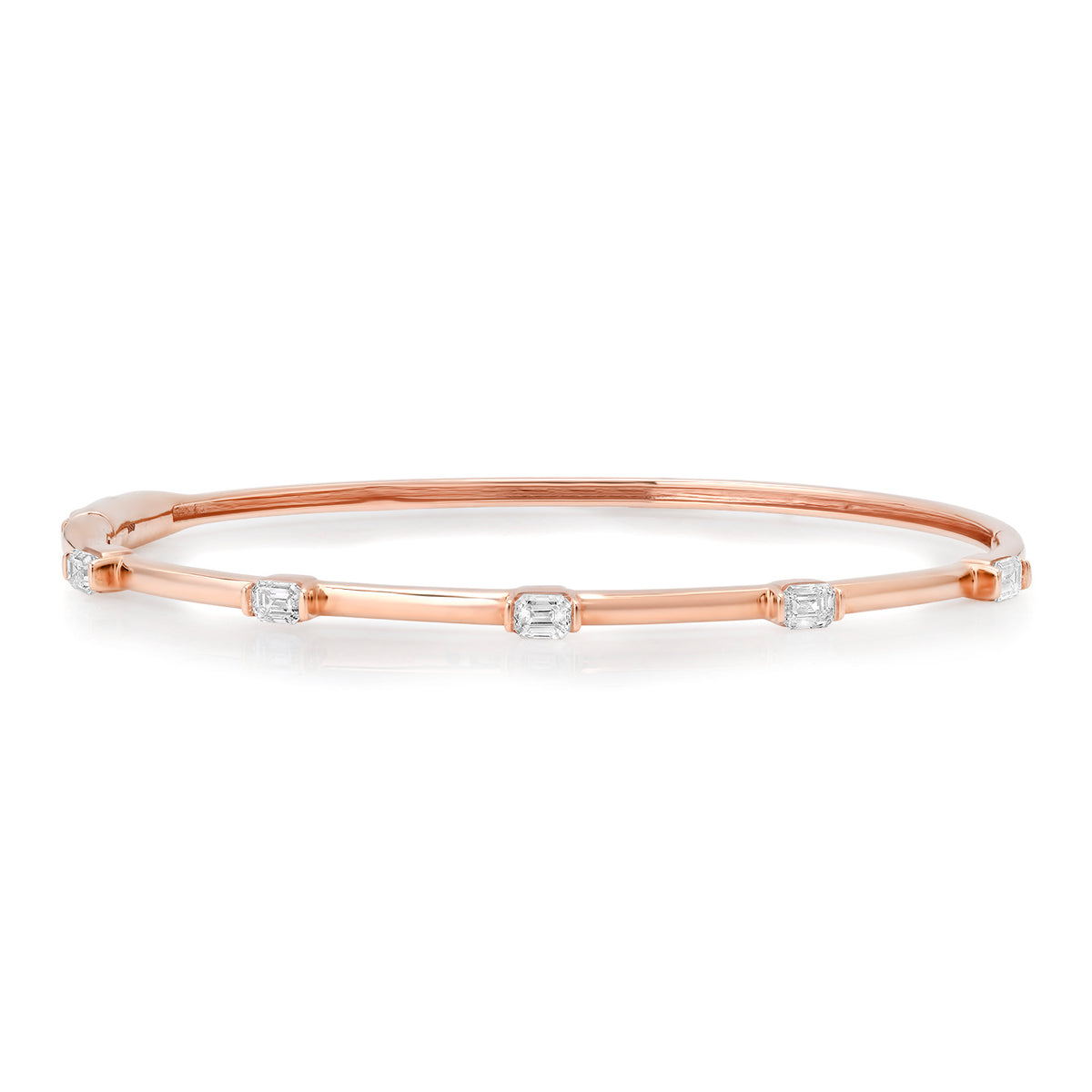 Gold Bangle Bracelet with Emerald or Marquise Diamonds