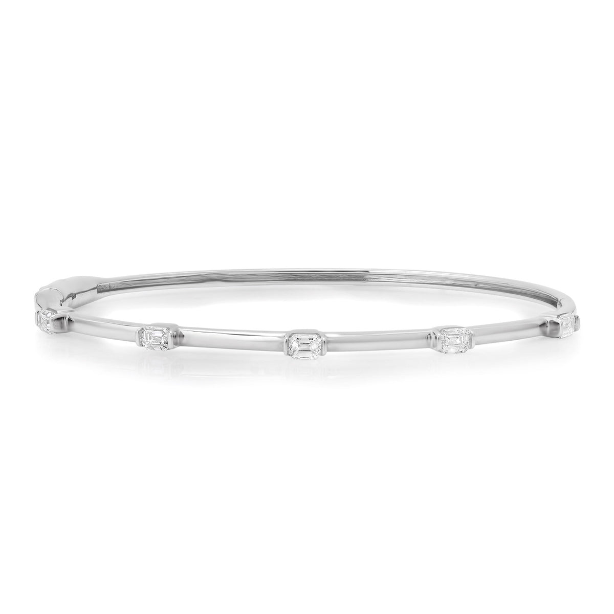 Gold Bangle Bracelet with Emerald or Marquise Diamonds