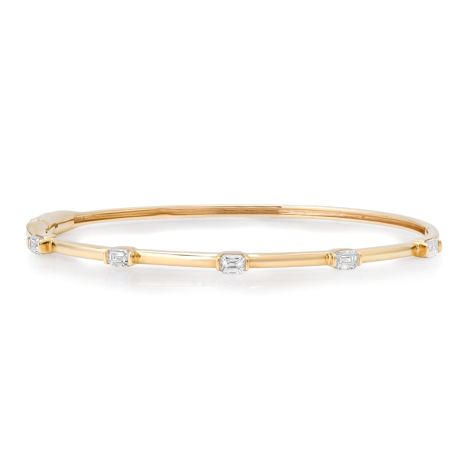 Gold Bangle Bracelet with Emerald or Marquise Diamonds