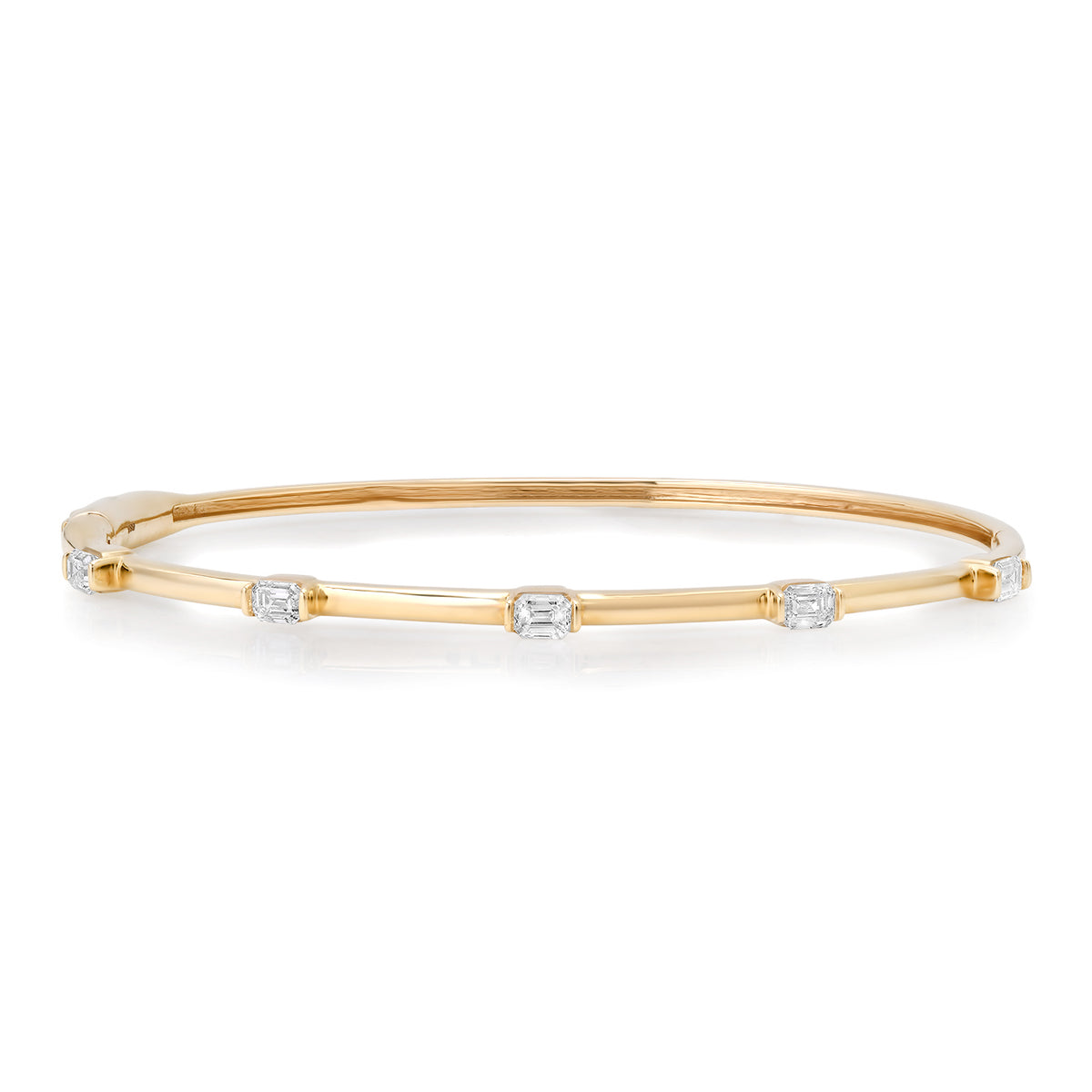 Gold Bangle Bracelet with Emerald or Marquise Diamonds