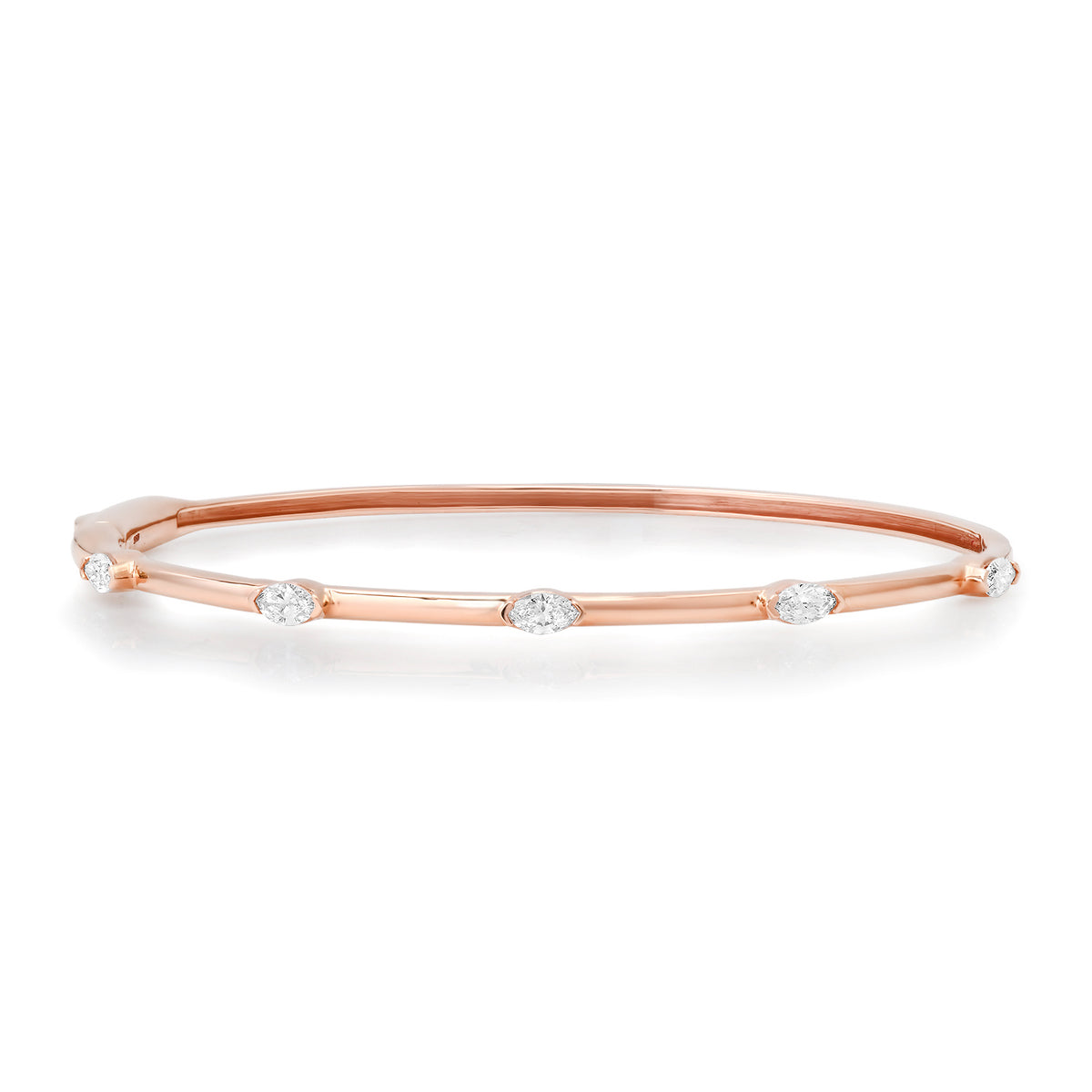 Gold Bangle Bracelet with Emerald or Marquise Diamonds