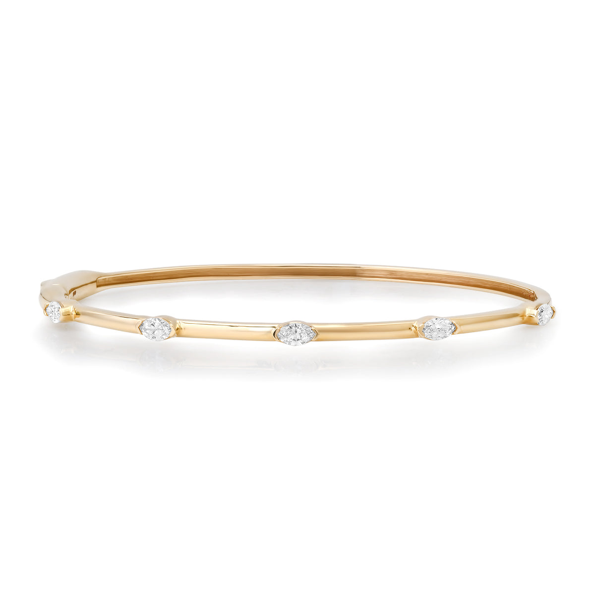 Gold Bangle Bracelet with Emerald or Marquise Diamonds