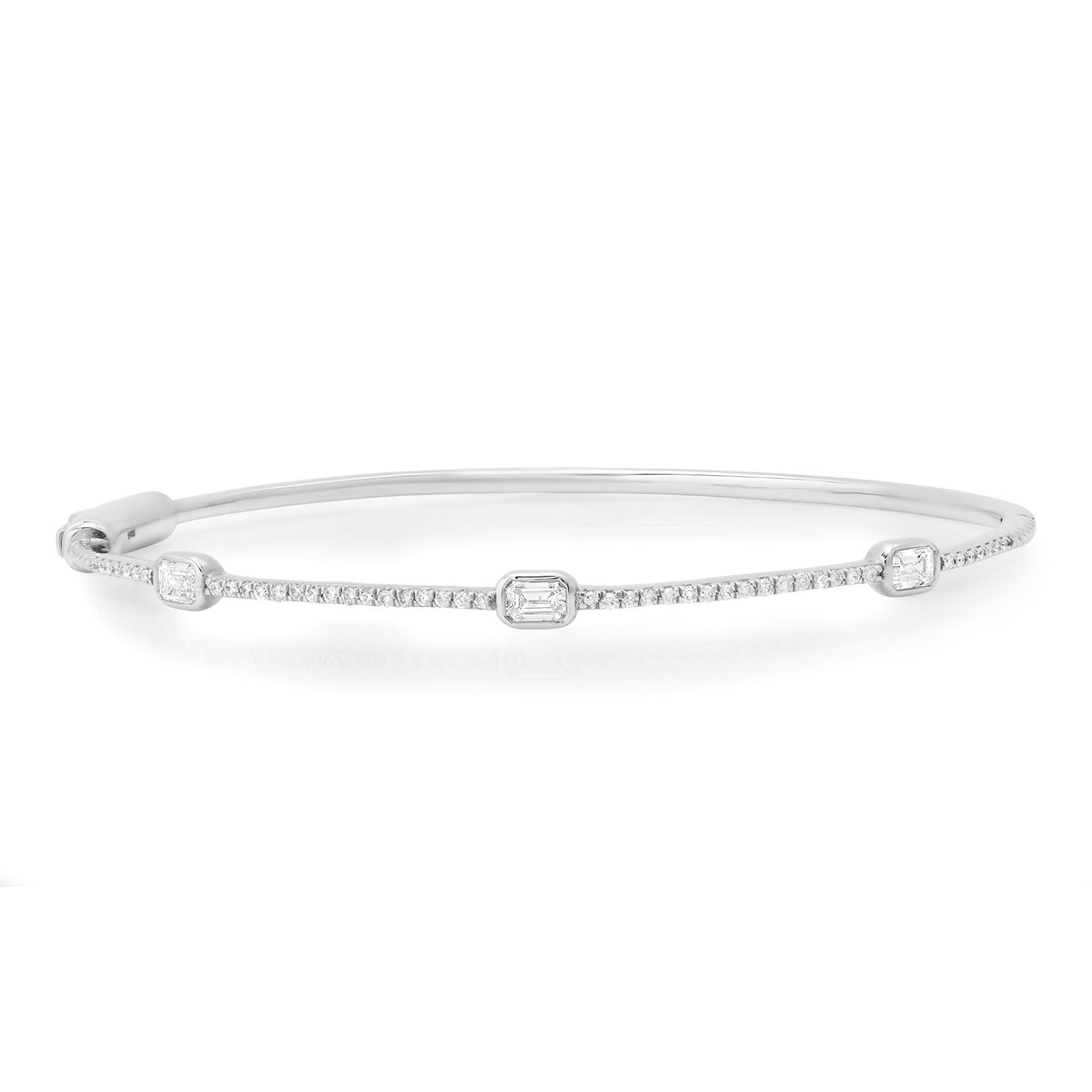 Pave Diamond Bangle with Emerald or Marquise Cut Bezel Diamonds