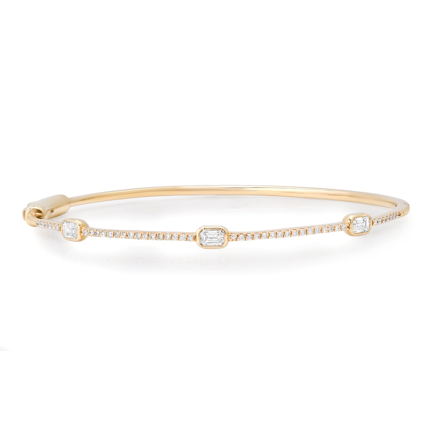Pave Diamond Bangle with Emerald or Marquise Cut Bezel Diamonds