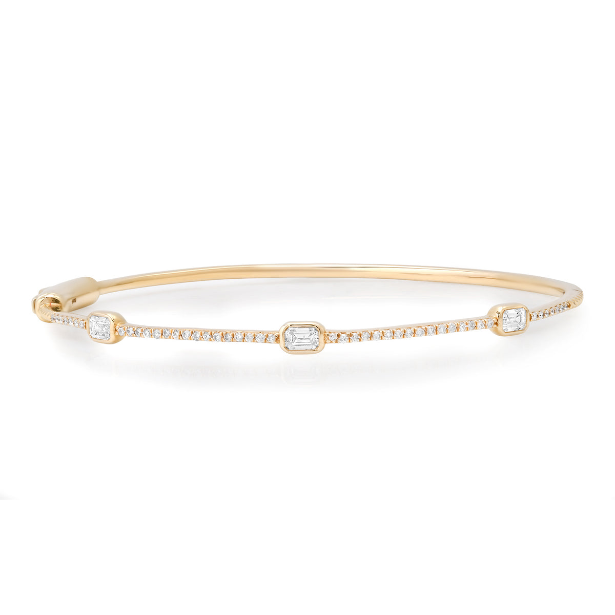 Pave Diamond Bangle with Emerald or Marquise Cut Bezel Diamonds