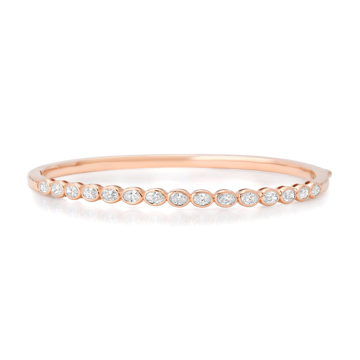 Bezel Set Diamond Oval Bangle Bracelet