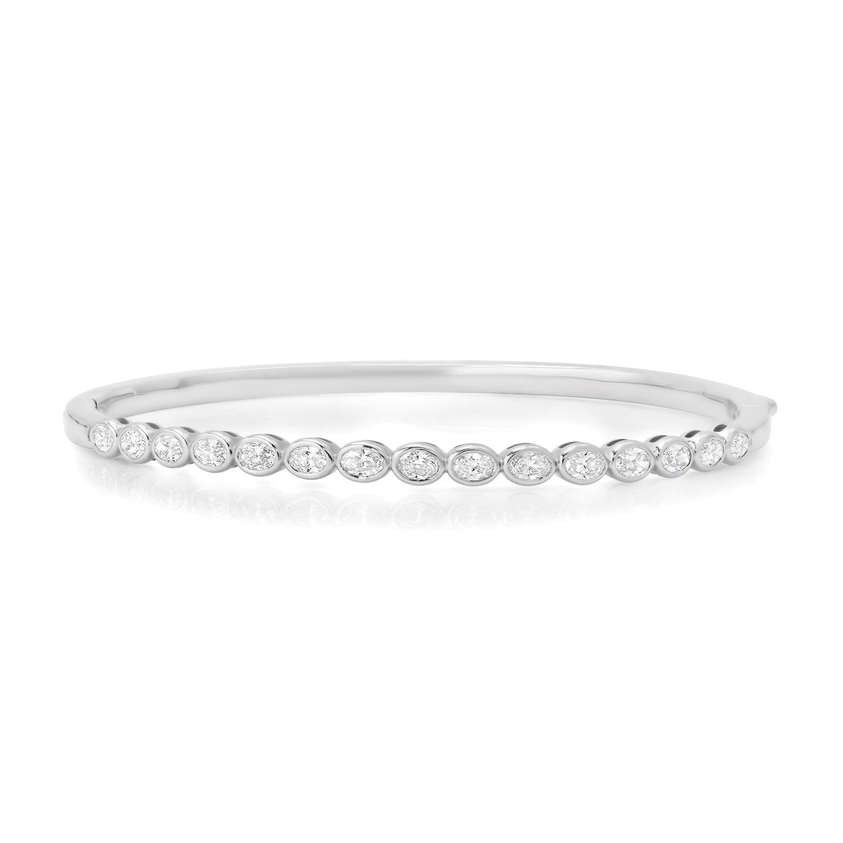 Bezel Set Diamond Oval Bangle Bracelet