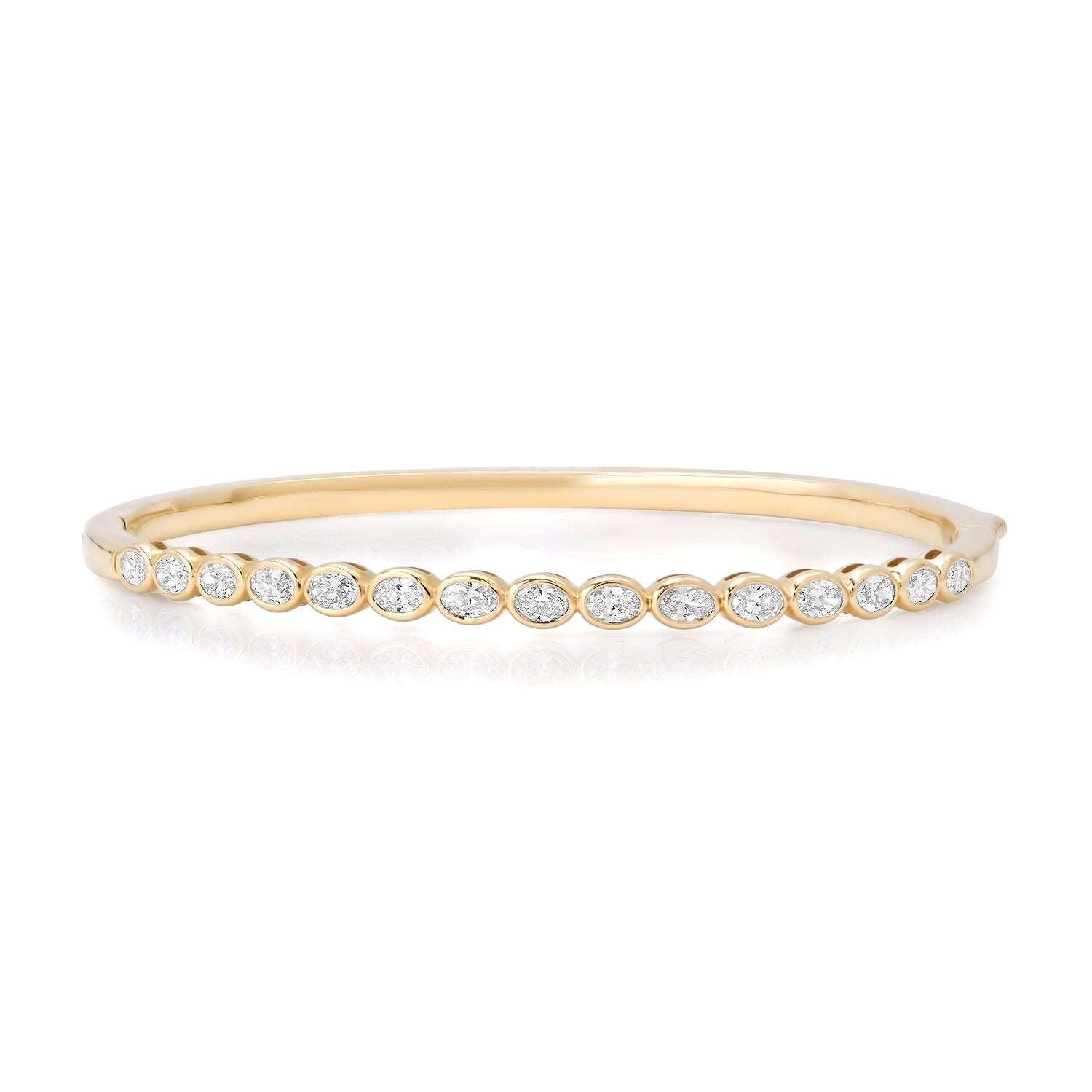 Bezel Set Diamond Oval Bangle Bracelet