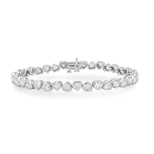Alternating Bezel Set Diamond Heart Bracelet