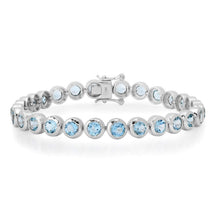Round Bezel Set Blue Topaz Tennis Bracelet