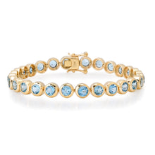 Round Bezel Set Blue Topaz Tennis Bracelet
