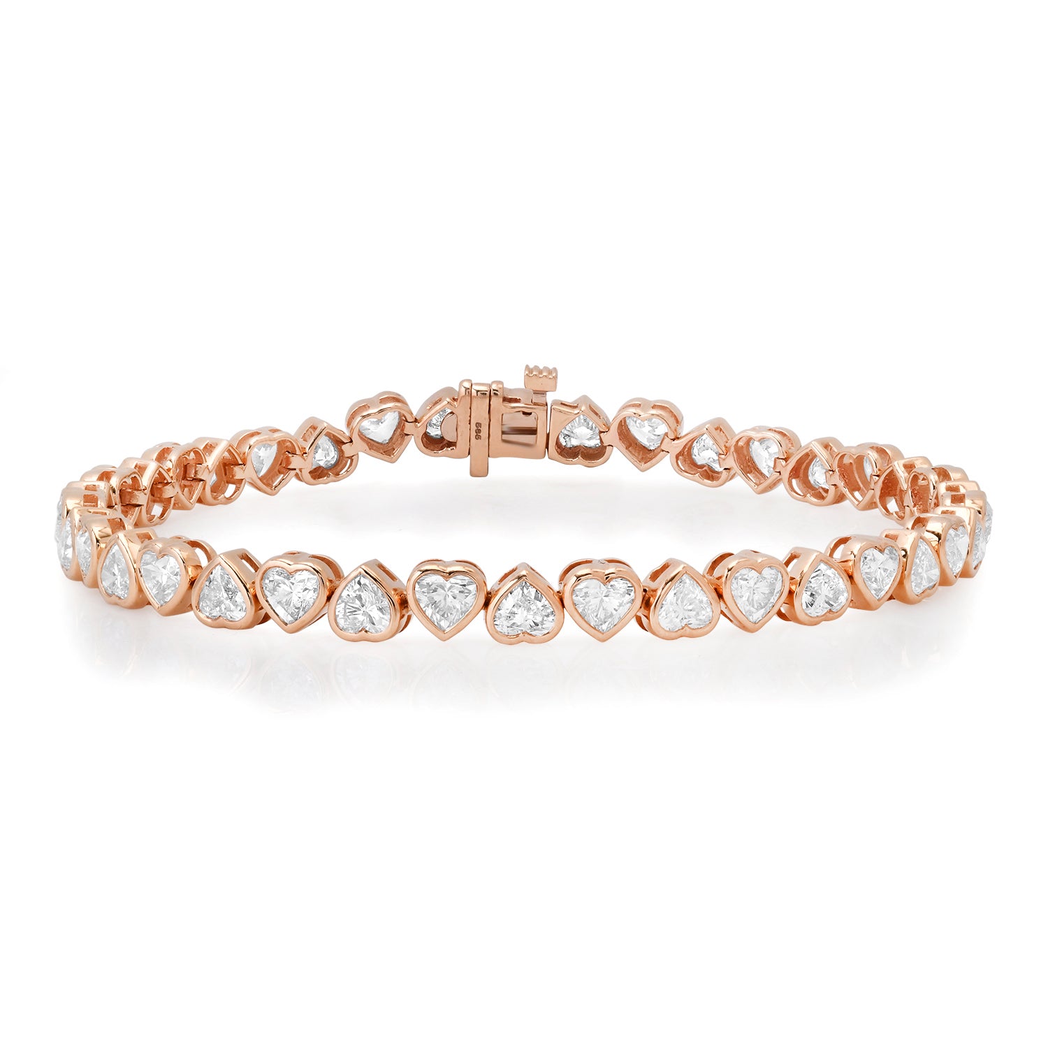 Alternating Bezel Set Diamond Heart Bracelet