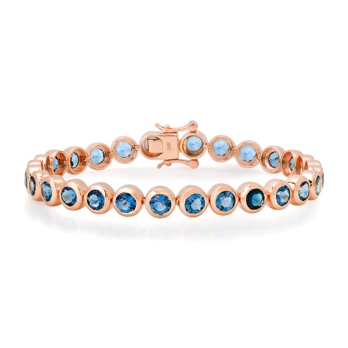 Round Bezel Set London Blue Topaz Tennis Bracelet