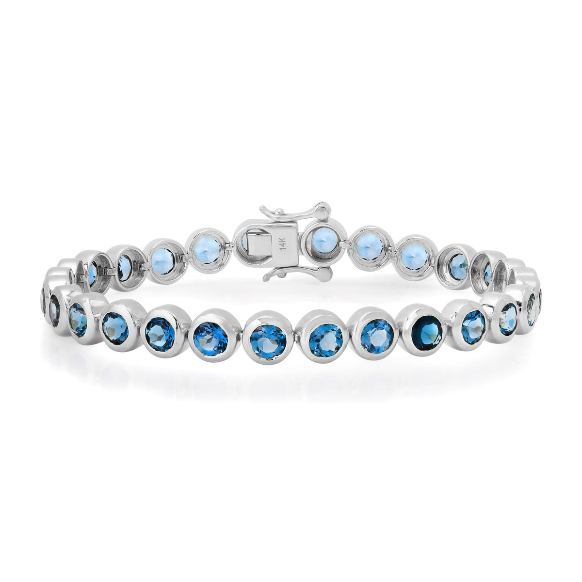 Round Bezel Set London Blue Topaz Tennis Bracelet