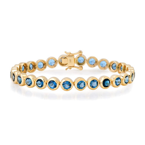 Round Bezel Set London Blue Topaz Tennis Bracelet