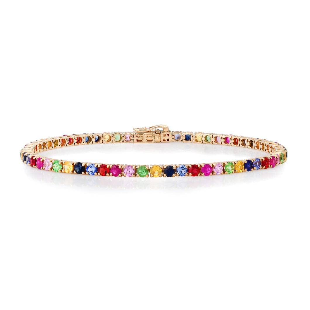 Prong Set Rainbow Gemstone Tennis Bracelet