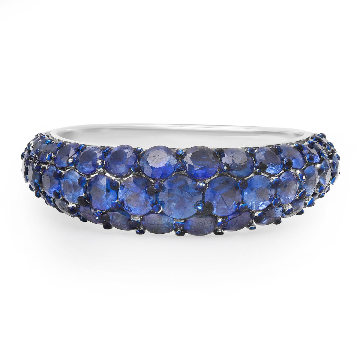 Tapered Pave Gemstone Domed Ring