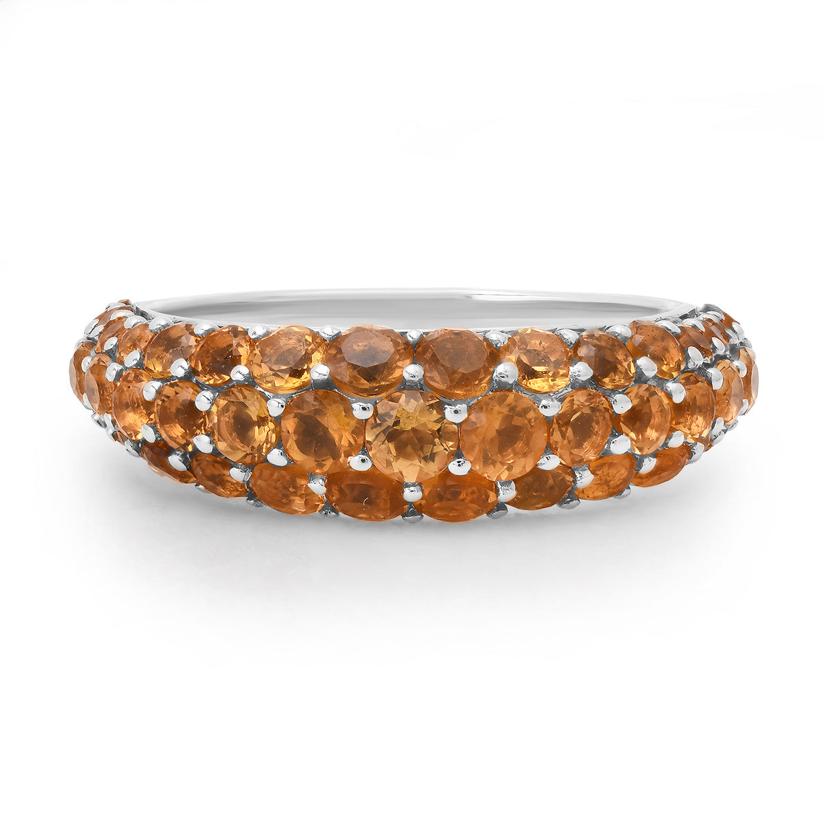 Tapered Pave Gemstone Domed Ring
