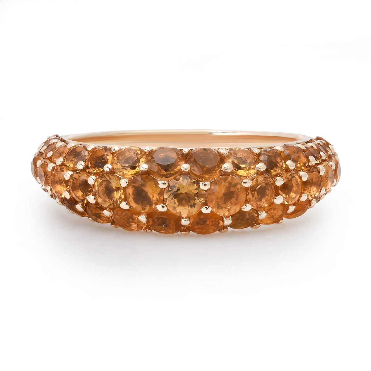 Tapered Pave Gemstone Domed Ring
