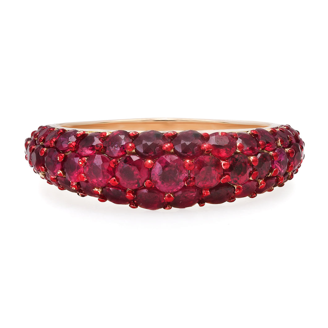 Pave Gemstone Domed Ring