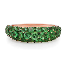 Tapered Pave Gemstone Domed Ring