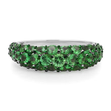 Tapered Pave Gemstone Domed Ring