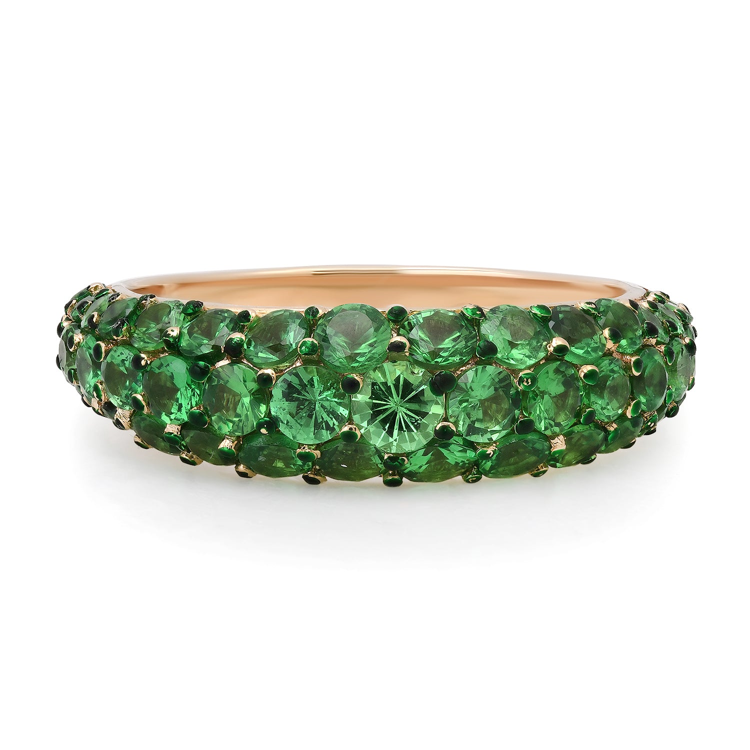 Tapered Pave Gemstone Domed Ring