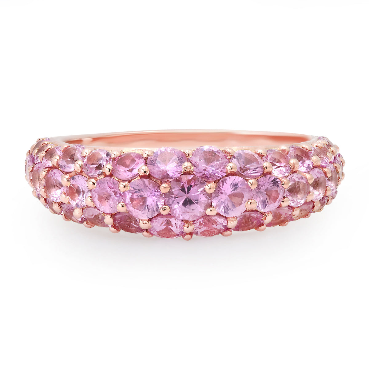 Tapered Pave Gemstone Domed Ring