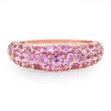 Tapered Pave Gemstone Domed Ring