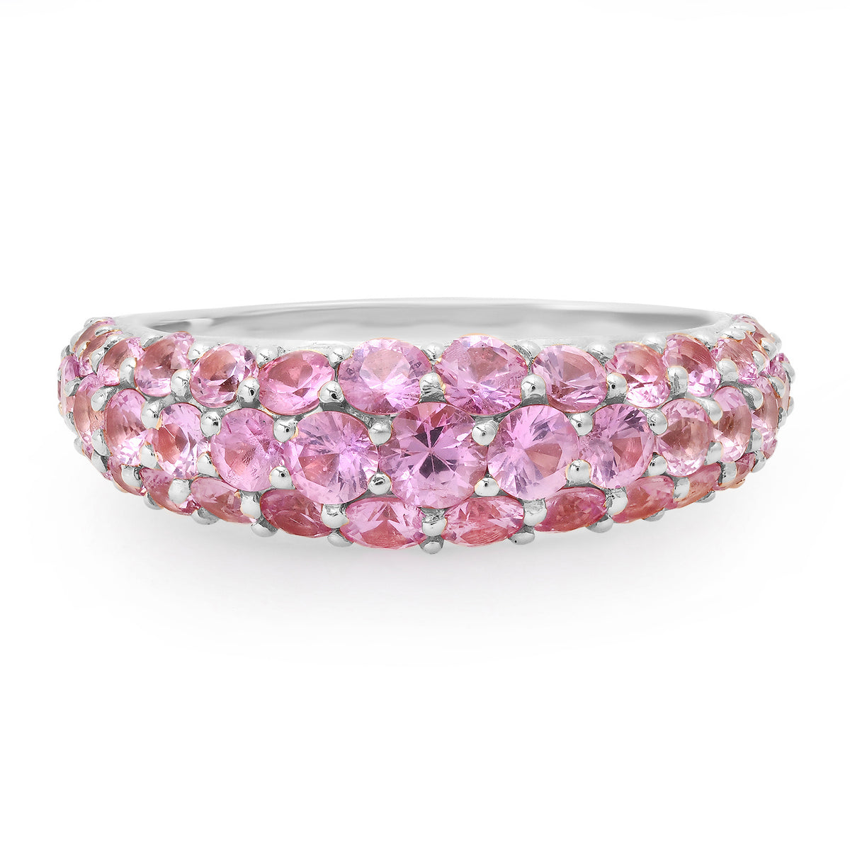 Tapered Pave Gemstone Domed Ring