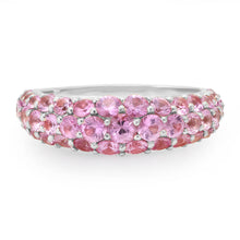 Tapered Pave Gemstone Domed Ring