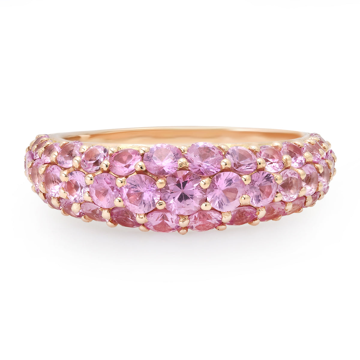 Tapered Pave Gemstone Domed Ring