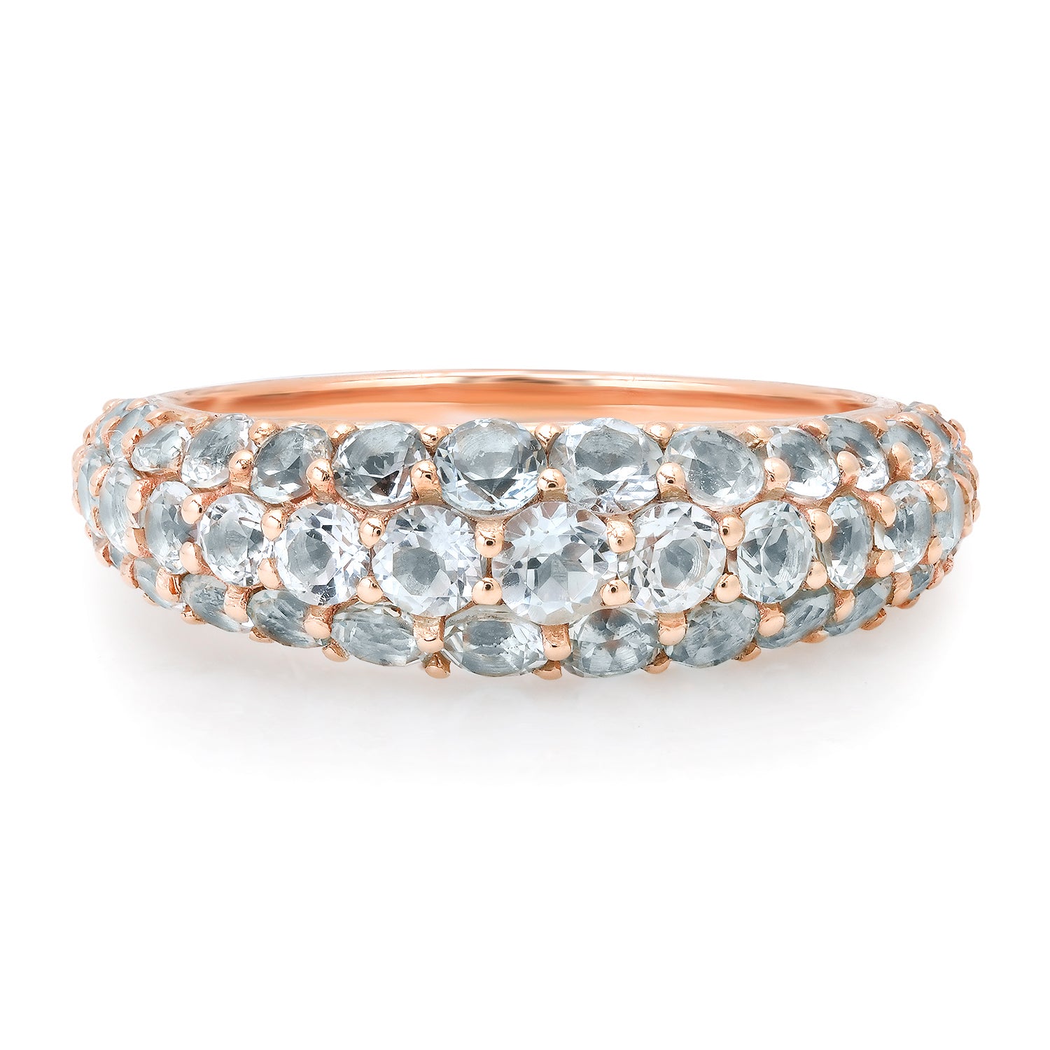Tapered Pave Gemstone Domed Ring