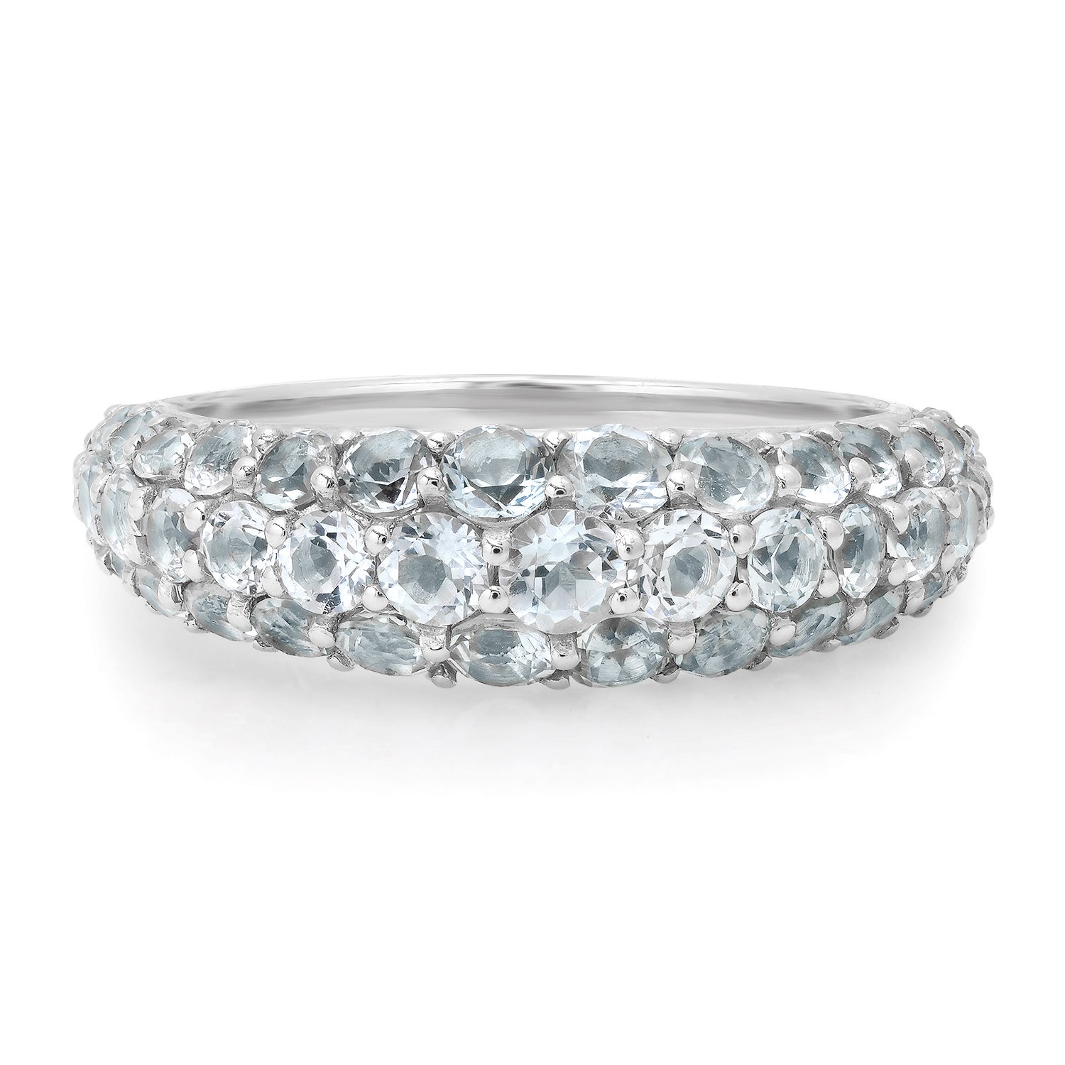 Tapered Pave Gemstone Domed Ring