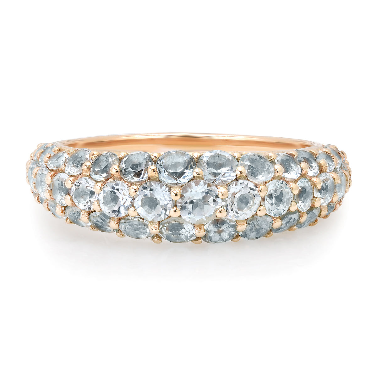 Tapered Pave Gemstone Domed Ring