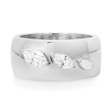 Gold Cigar Band Ring with Graduated Marquise Diamonds