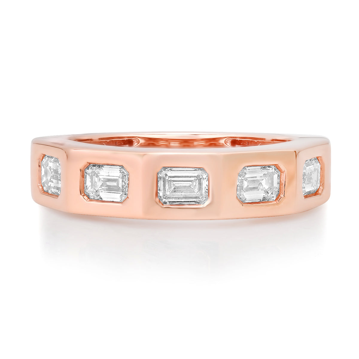 Emerald Cut Diamond Gold Band Ring