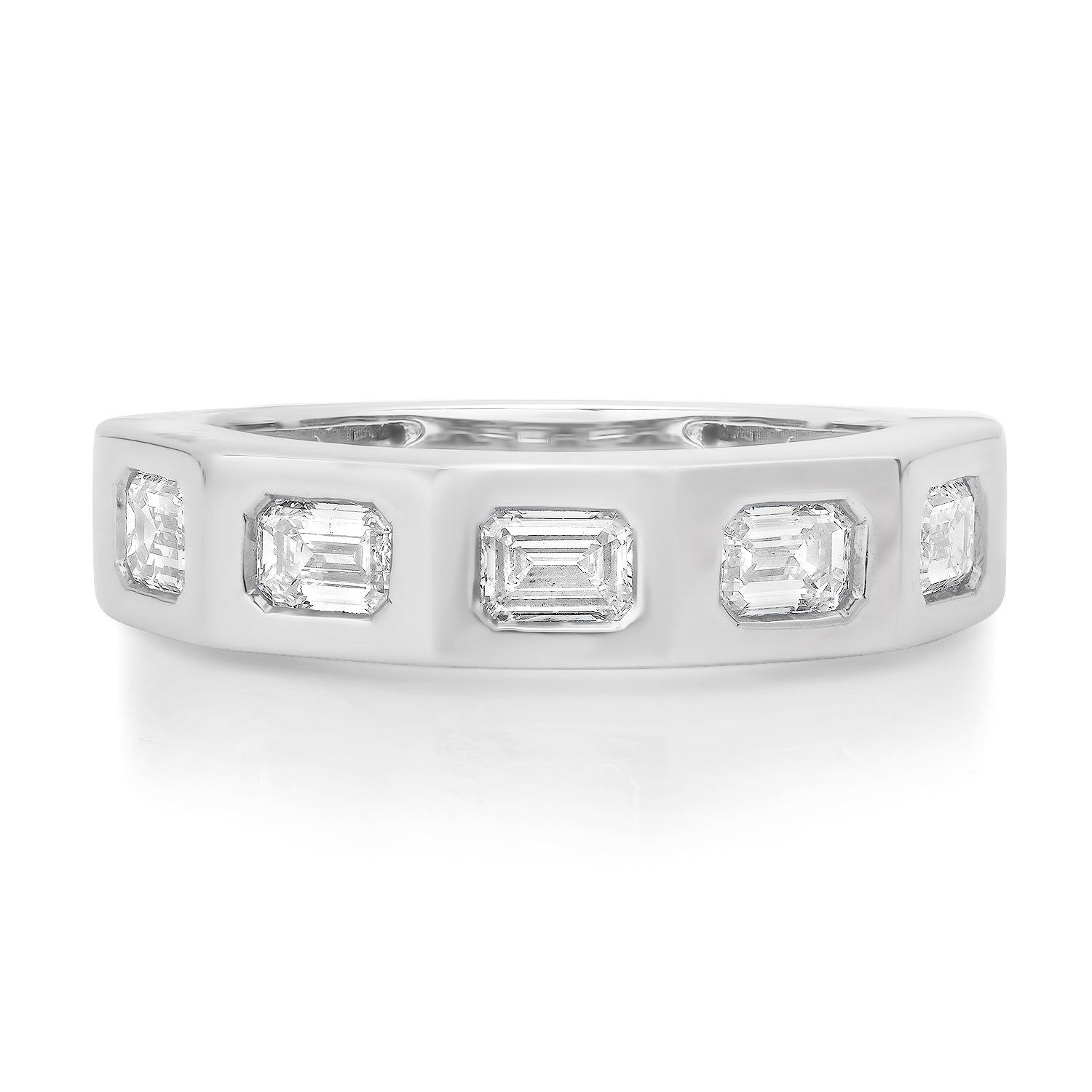 Emerald Cut Diamond Gold Band Ring