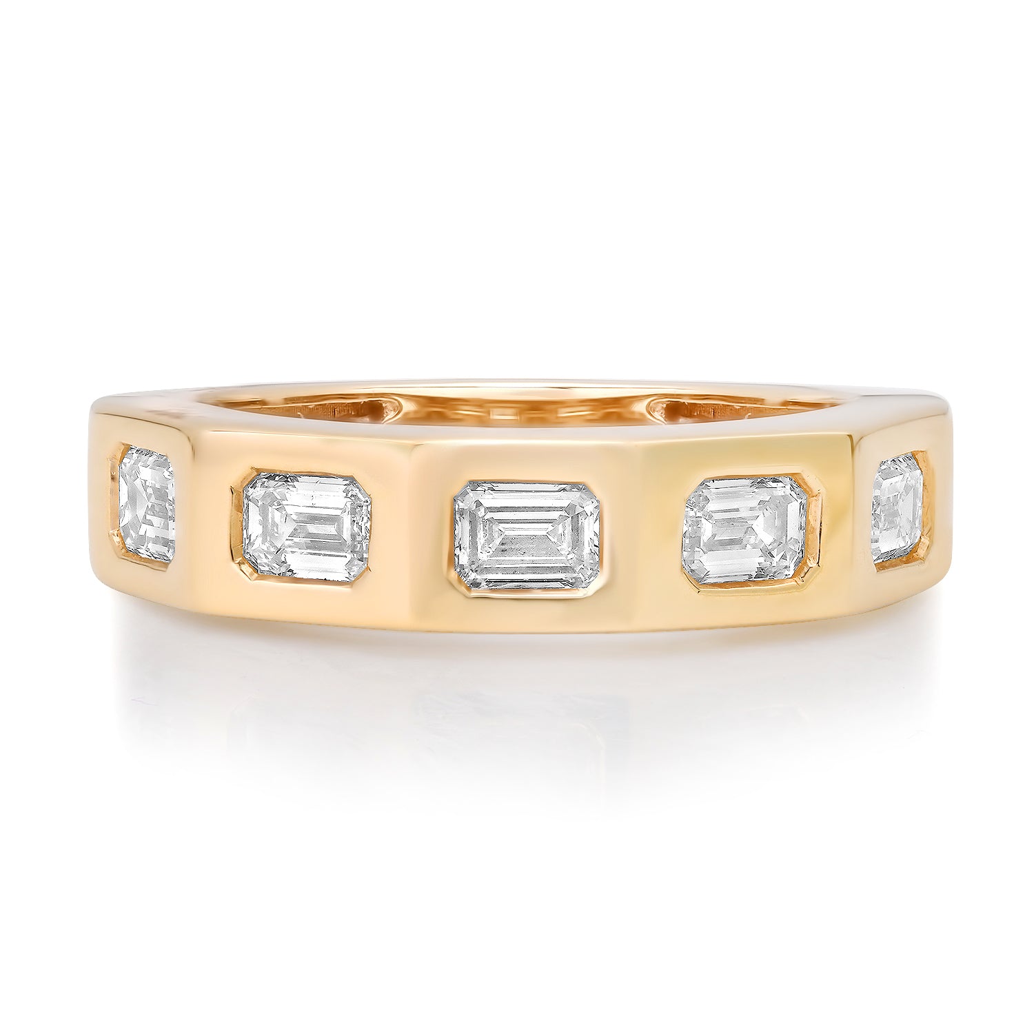 Emerald Cut Diamond Gold Band Ring