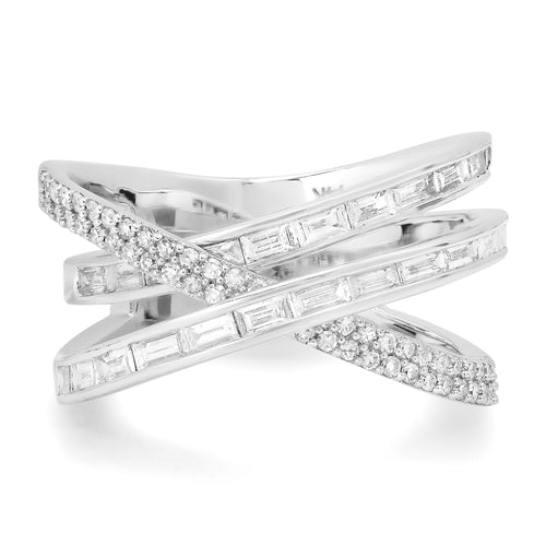 Diamond Baguette Crossover Ring