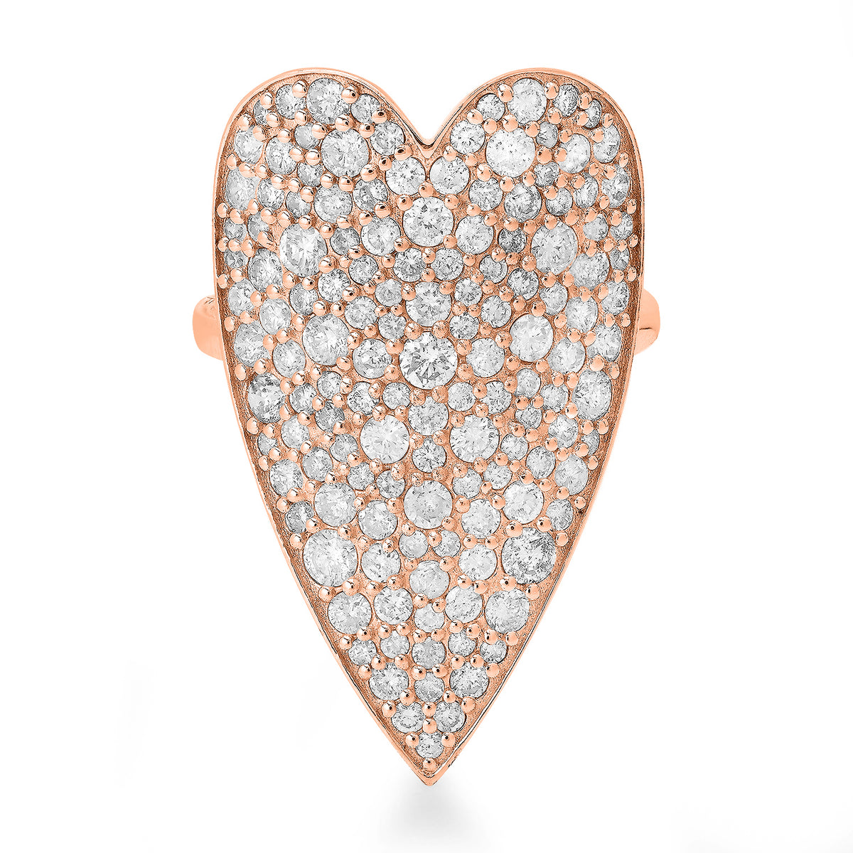 Ultra Statement Elongated Pave Diamond Heart Ring