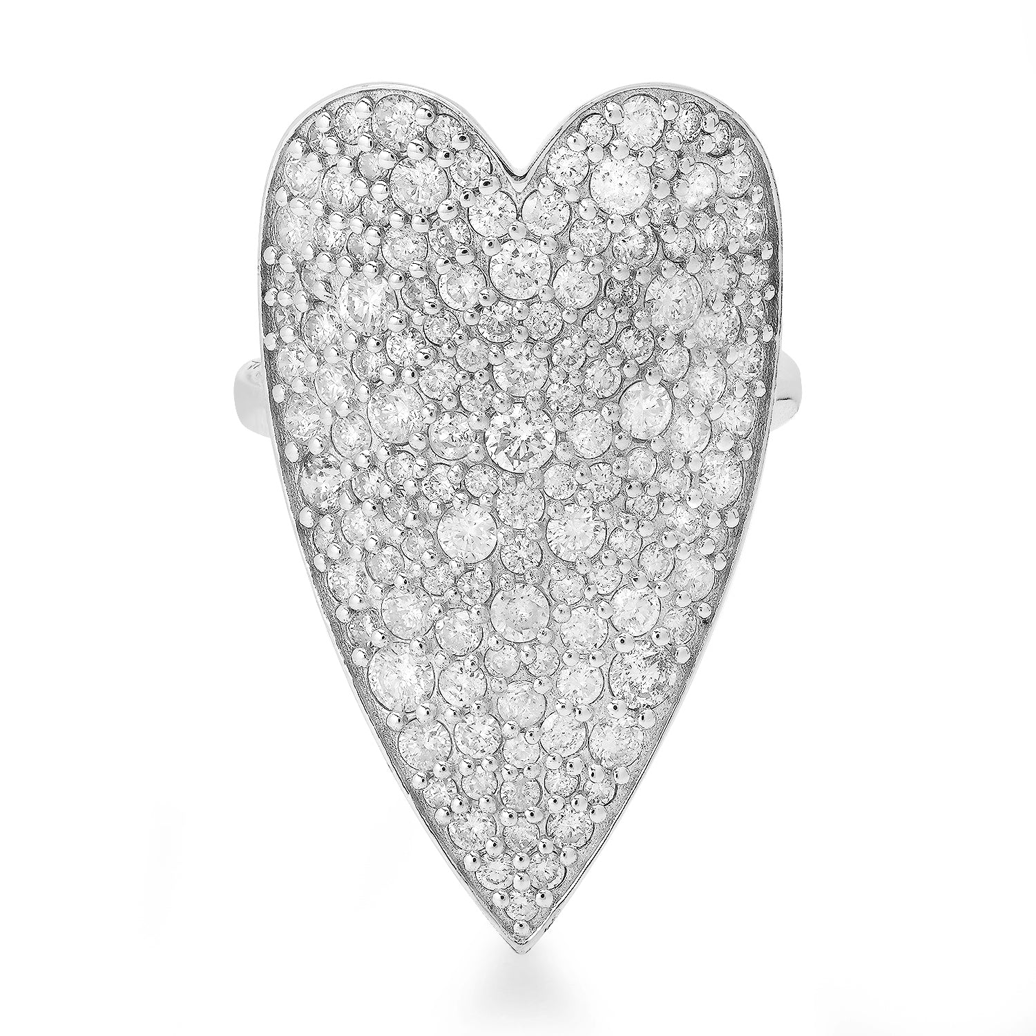 Ultra Statement Elongated Pave Diamond Heart Ring 